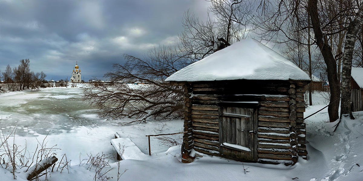 photo "***" tags: landscape, travel, lake, village, winter, церковь