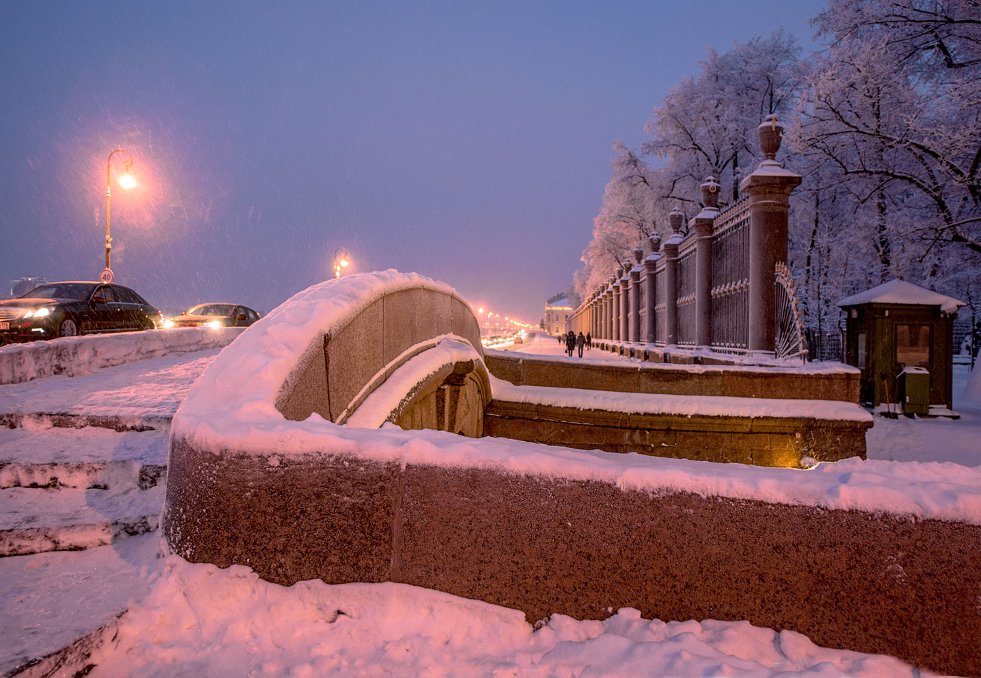 фото "Зимний вечер" метки: пейзаж, архитектура, Лебяжья канавка, Летний сад, Санкт-Петербург, вечер, зима, мост