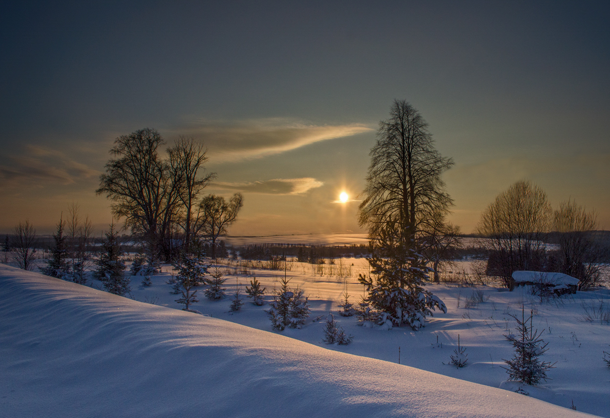 photo "***" tags: landscape, evening, snow, sunset, winter, деревья