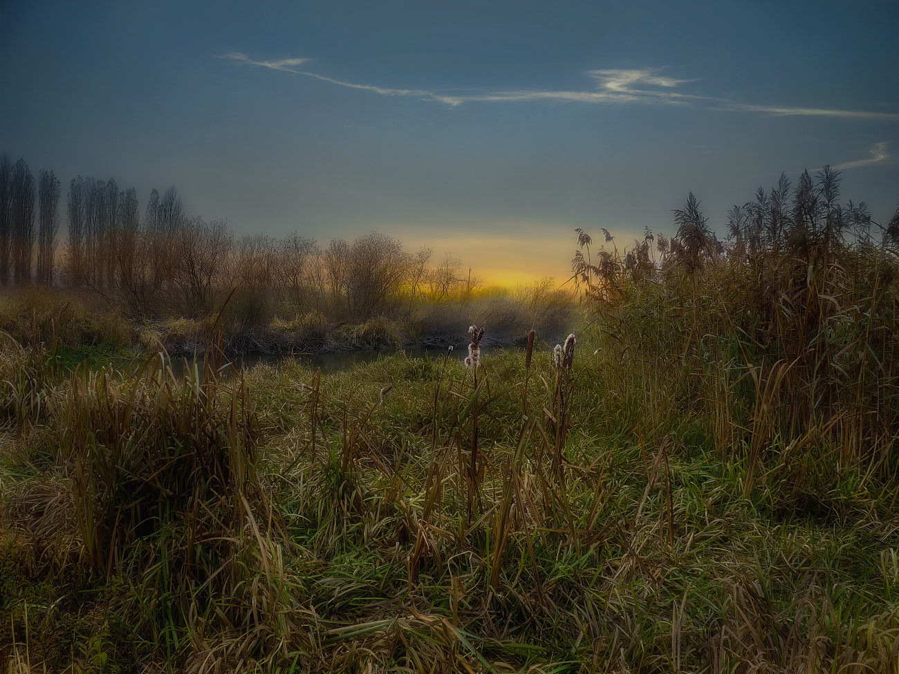 photo "***" tags: landscape, nature, panoramic, clouds, coast, grass, river, sunset, деревья