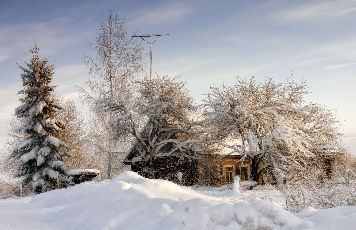 фото "Зимний день" метки: пейзаж, разное, деревня, дом, зарисовка, зима, снег
