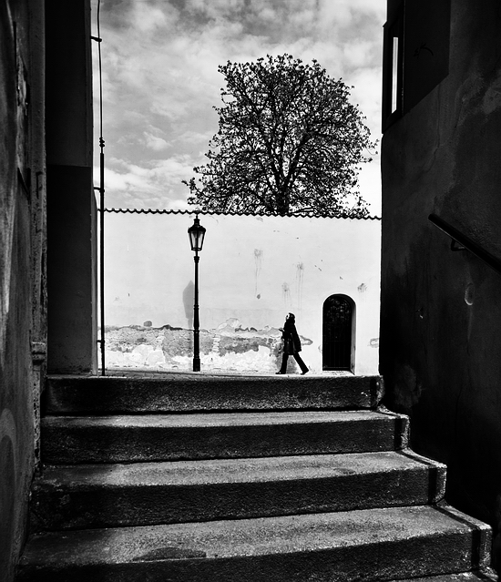photo "Вид с лестницы" tags: black&white, Prag, Prague, Praha
