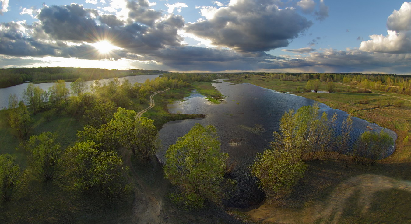 photo "***" tags: landscape, clouds, evening, lake, road, spring, Беларусь, полесье