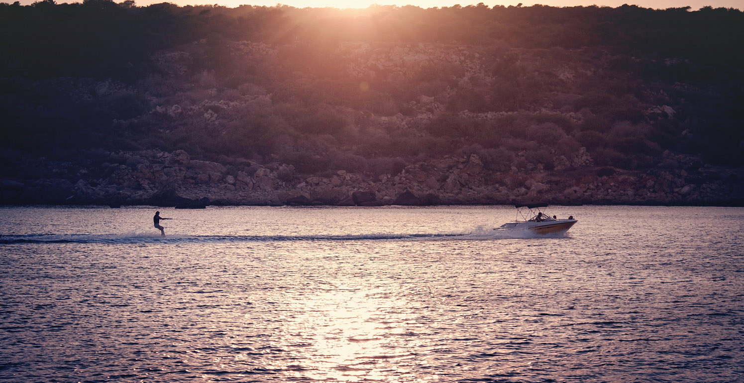 photo "в закат" tags: travel, misc., sport, sea, sun, sunset, water, Кипр, катер