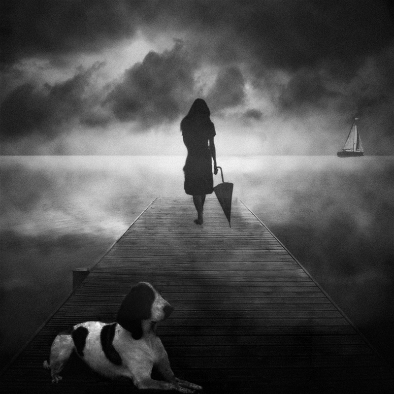 photo "The wait..." tags: misc., black&white, Conceptual, dog, woman