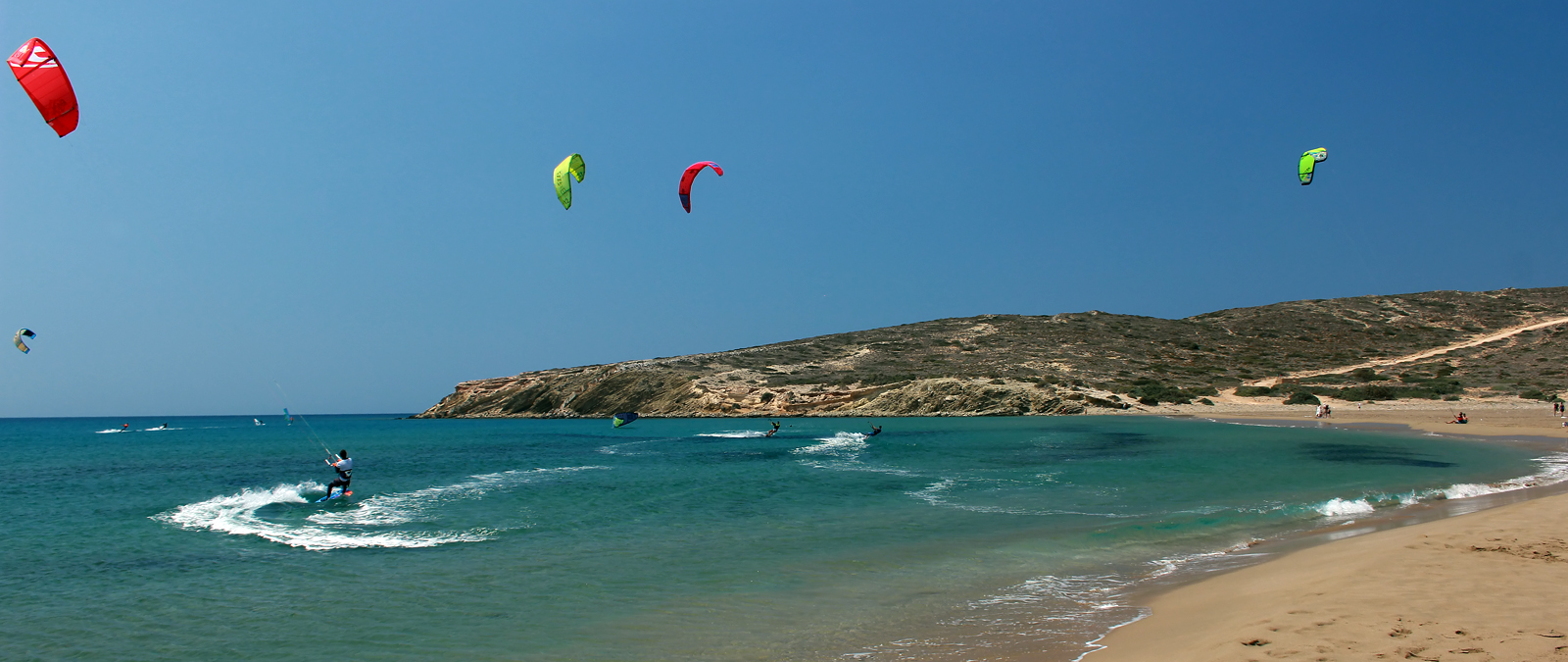 photo "On the seas, on the waves" tags: landscape, travel, nature, Europe, Greece, beach, mountains, sea, summer, water, Прасониси, бирюза, кайтинг, родос