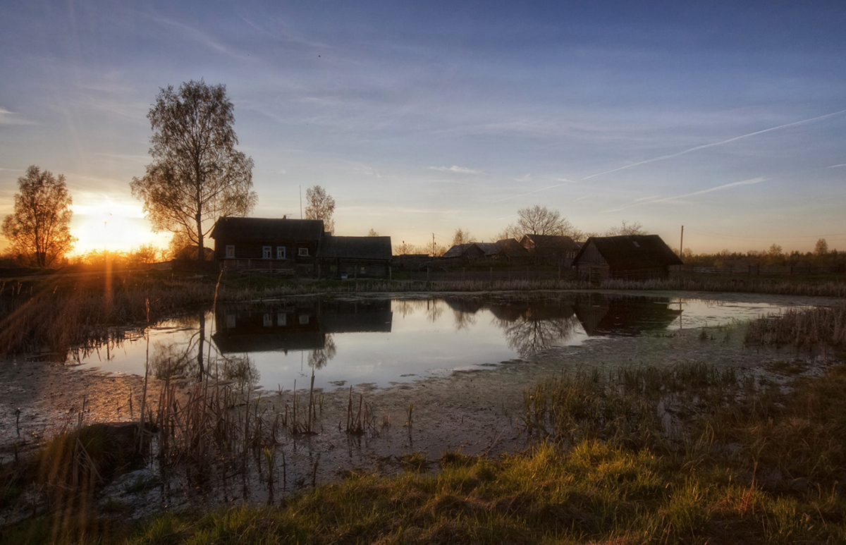 photo "***" tags: landscape, pond, reflections, spring, деревня, зарисовка