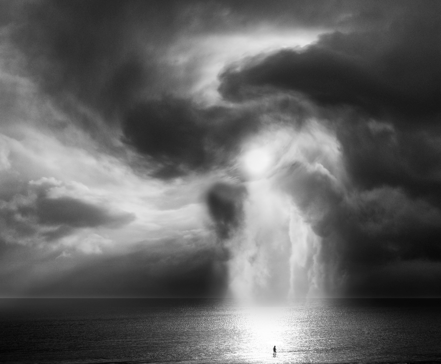 photo "Der Mensch und das Meer" tags: landscape, black&white, Europe, Landscape