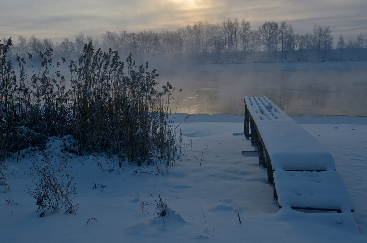 фото "Засыпающая река." метки: пейзаж, берег, зима, река