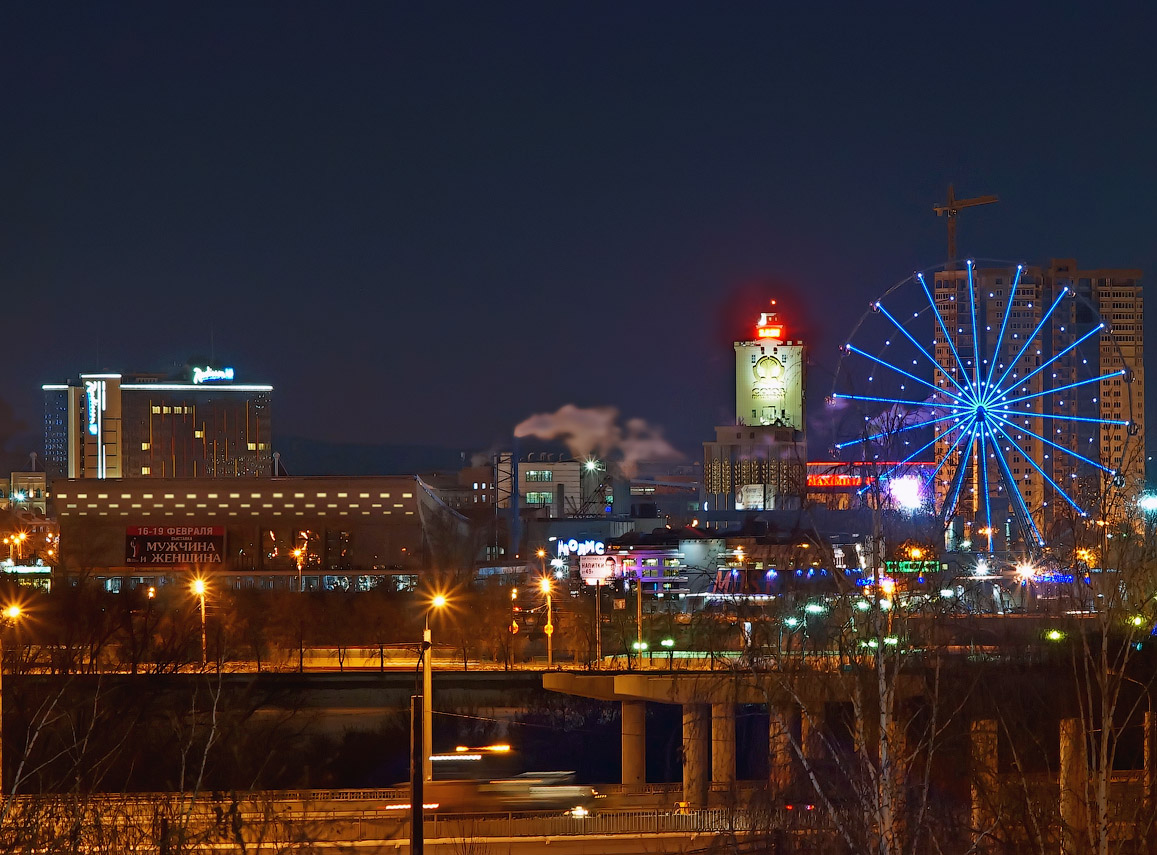 photo "blue wheel" tags: city, night