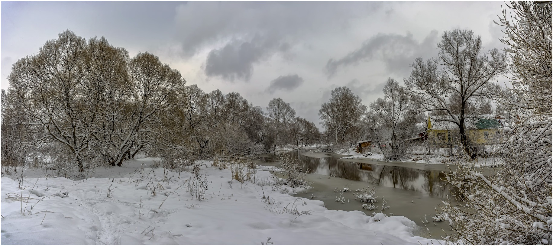 photo "***" tags: landscape, nature, snow, winter, декабрь, облачно, речка Серая