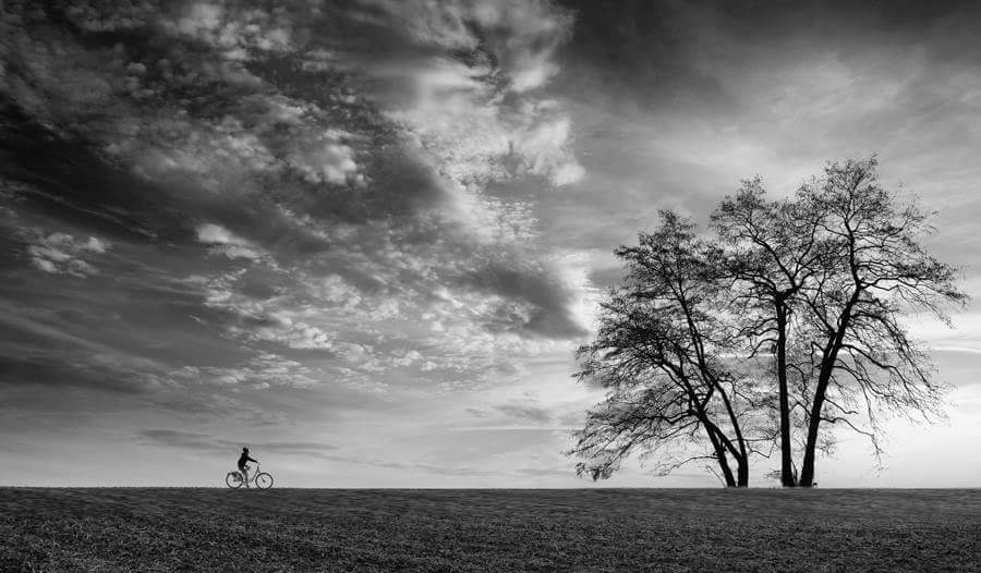 фото "Der Radfahrer" метки: черно-белые, пейзаж, digital art, Landscape