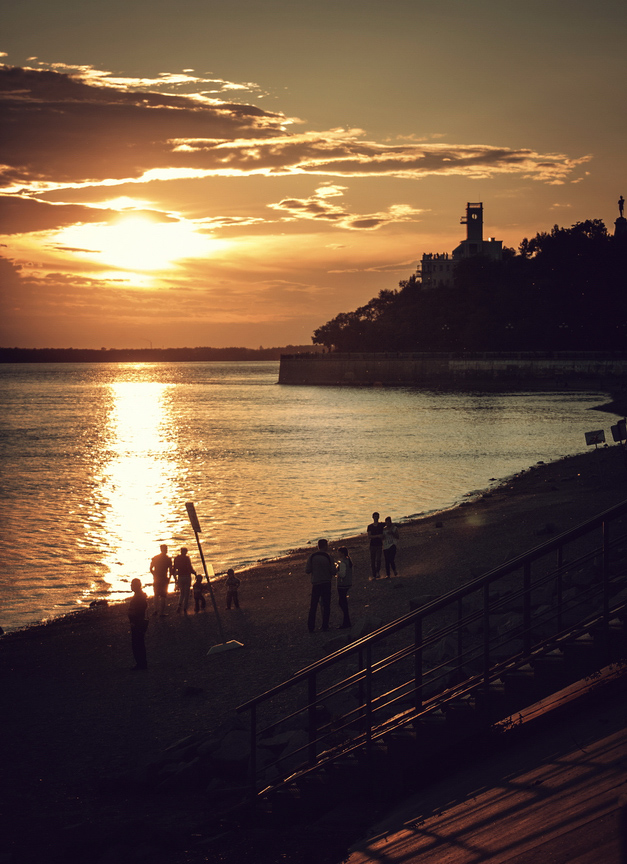 photo "закат на Амуре" tags: landscape, city, misc., Russia, river, sun, sunset, Амур, Хабаровск