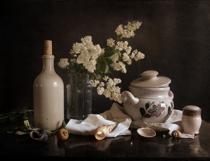 photo "***" tags: still life, бутылка, ветка, ракушка