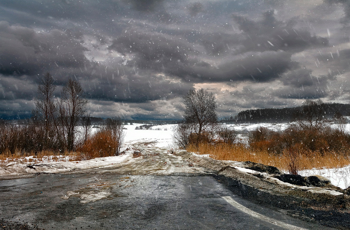 фото "Нахмурилась весна" метки: пейзаж, весна, дорога, туча