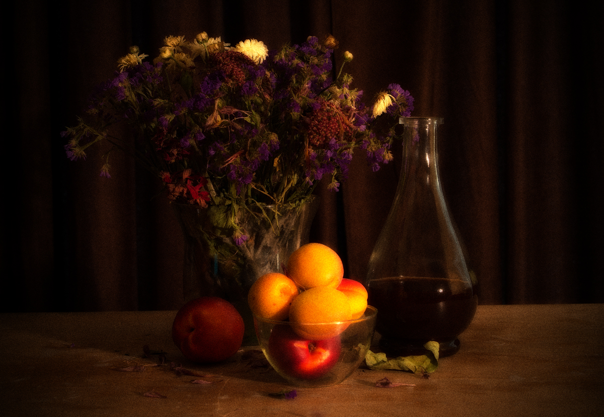 photo "***" tags: still life, flowers, wine, графин, фрукты