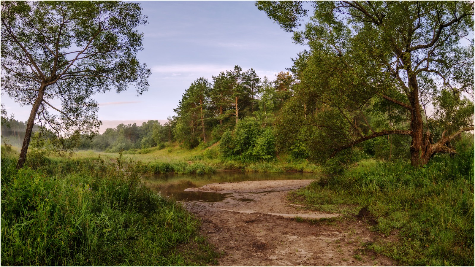 photo "***" tags: landscape, nature, morning, road, summer, брод, июль, р.Серая