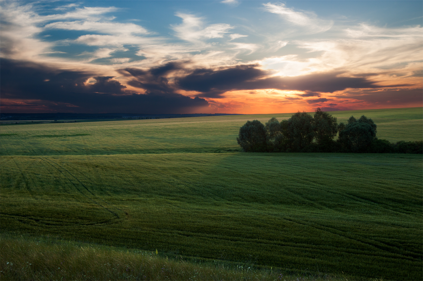 photo "***" tags: landscape, clouds, field, summer, sunset, вечерний свет, перспектива