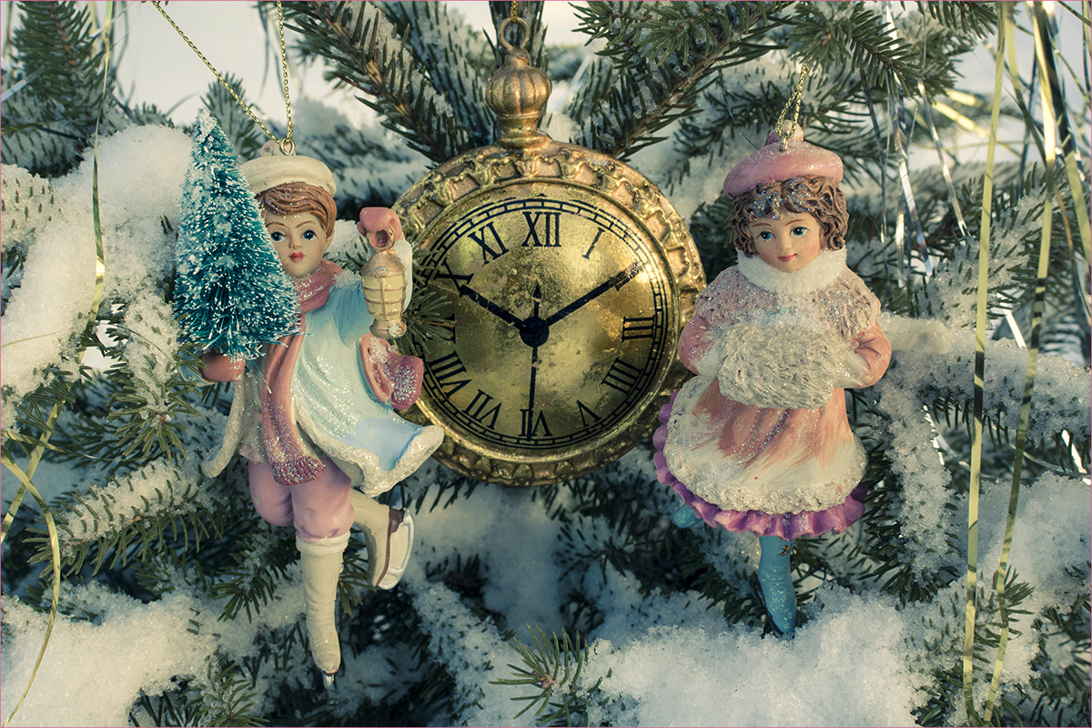 фото "Новый год" метки: макро и крупный план, Новый Год, винтаж, девочка, дети, зима, мальчик, новогоднее настроение, часы, ёлка