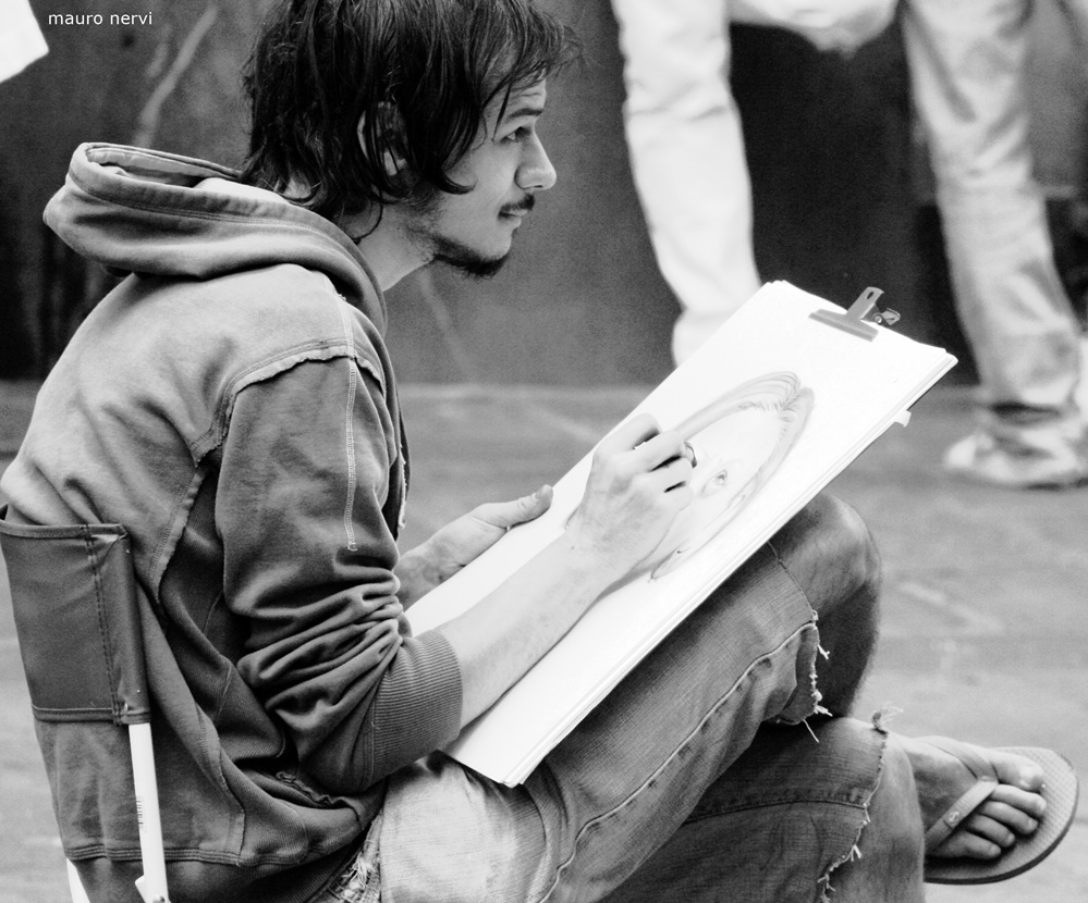 photo "street artist" tags: black&white, 