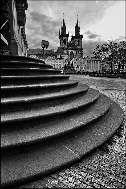 фото "Лестница и башни" метки: черно-белые, Prag, Praha, Прага