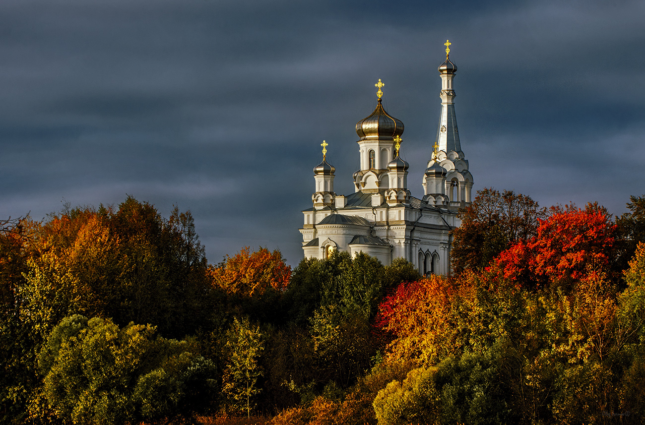 фото "Белоснежная" метки: архитектура, пейзаж, путешествия, 2015, Низино, Петербург, Петергоф, октябрь, осень, церковь