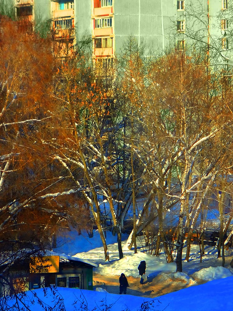 photo "Near the food store" tags: landscape, architecture, digital art, people, spring, street, tree, арт, деревья, магазин, обработка, творчество, фотошоп