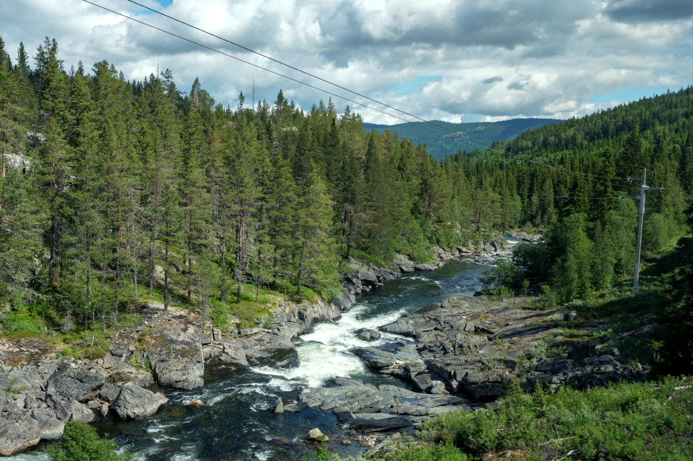 photo "***" tags: landscape, travel, nature, Norway, clouds, forest, river, камни