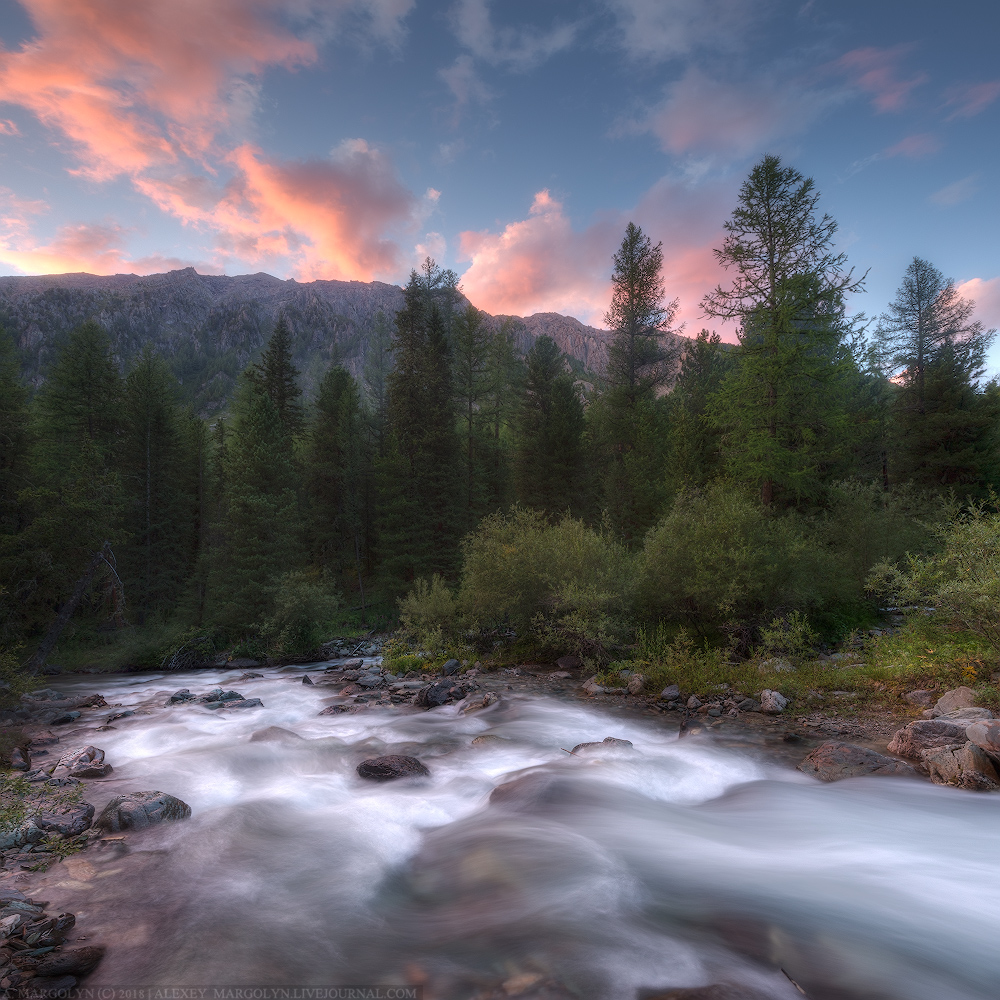 photo "***" tags: landscape, travel, nature, mountains, river, sunset, Алтай, ештыкёль