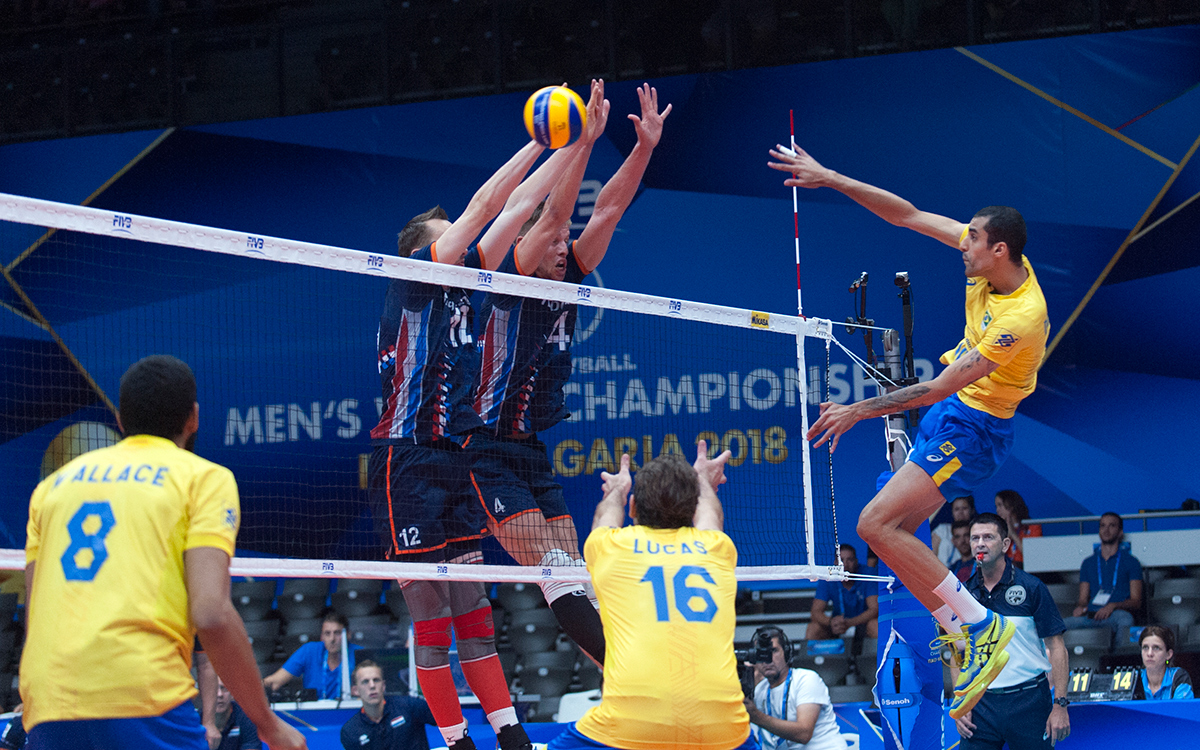 photo "FIVB Volleyball Men's World Championship Italy and Bulgaria 2018 - Netherlands : Brazil" tags: sport, FIVB, sport volleyball