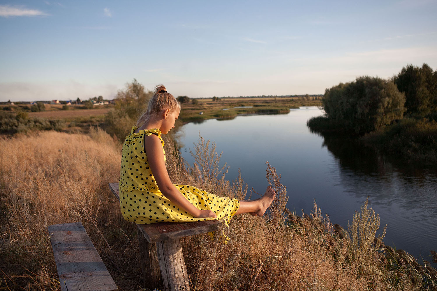 photo "***" tags: landscape, autumn, field, river, девочка