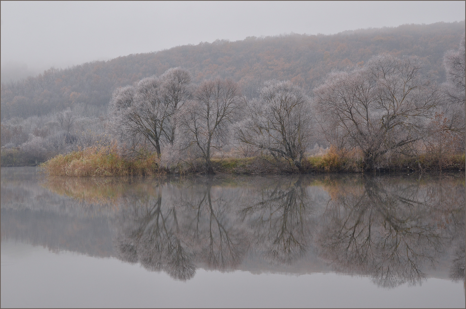 photo "***" tags: landscape, autumn, hoarfrost, lake, заморозки, отражение