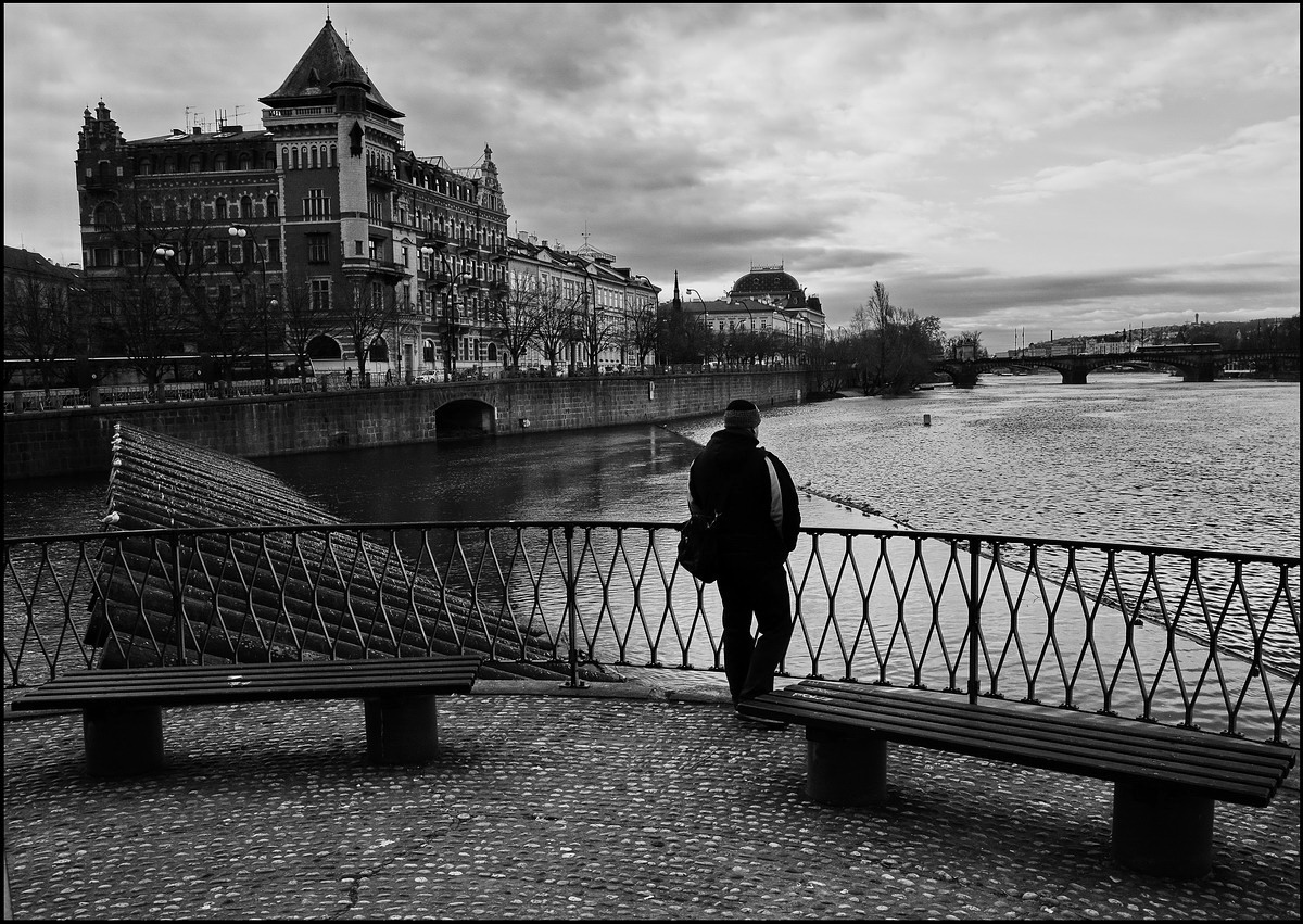 фото "Утро на Влтаве" метки: черно-белые, Prag, Praha, Прага