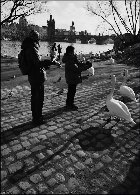 photo "На берегу-2" tags: black&white, Prag, Prague, Praha