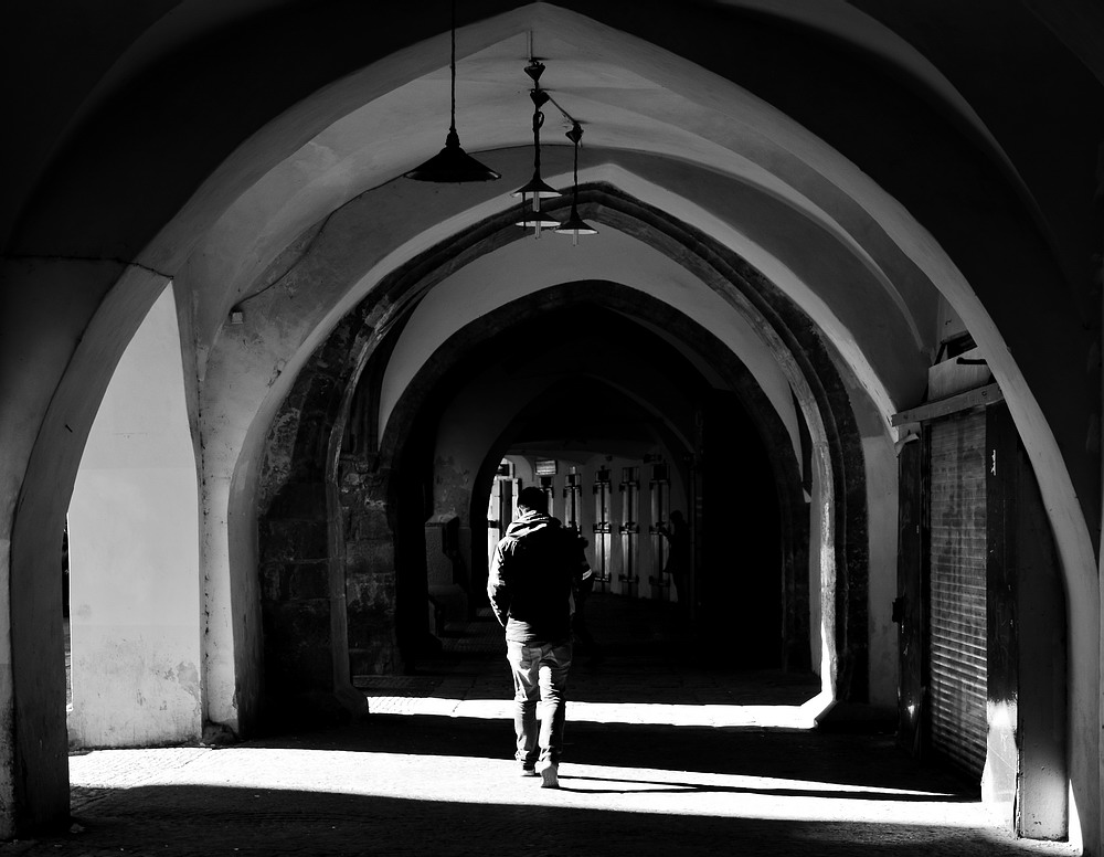 photo "Аркада и фигура-2" tags: black&white, Prag, Prague, Praha