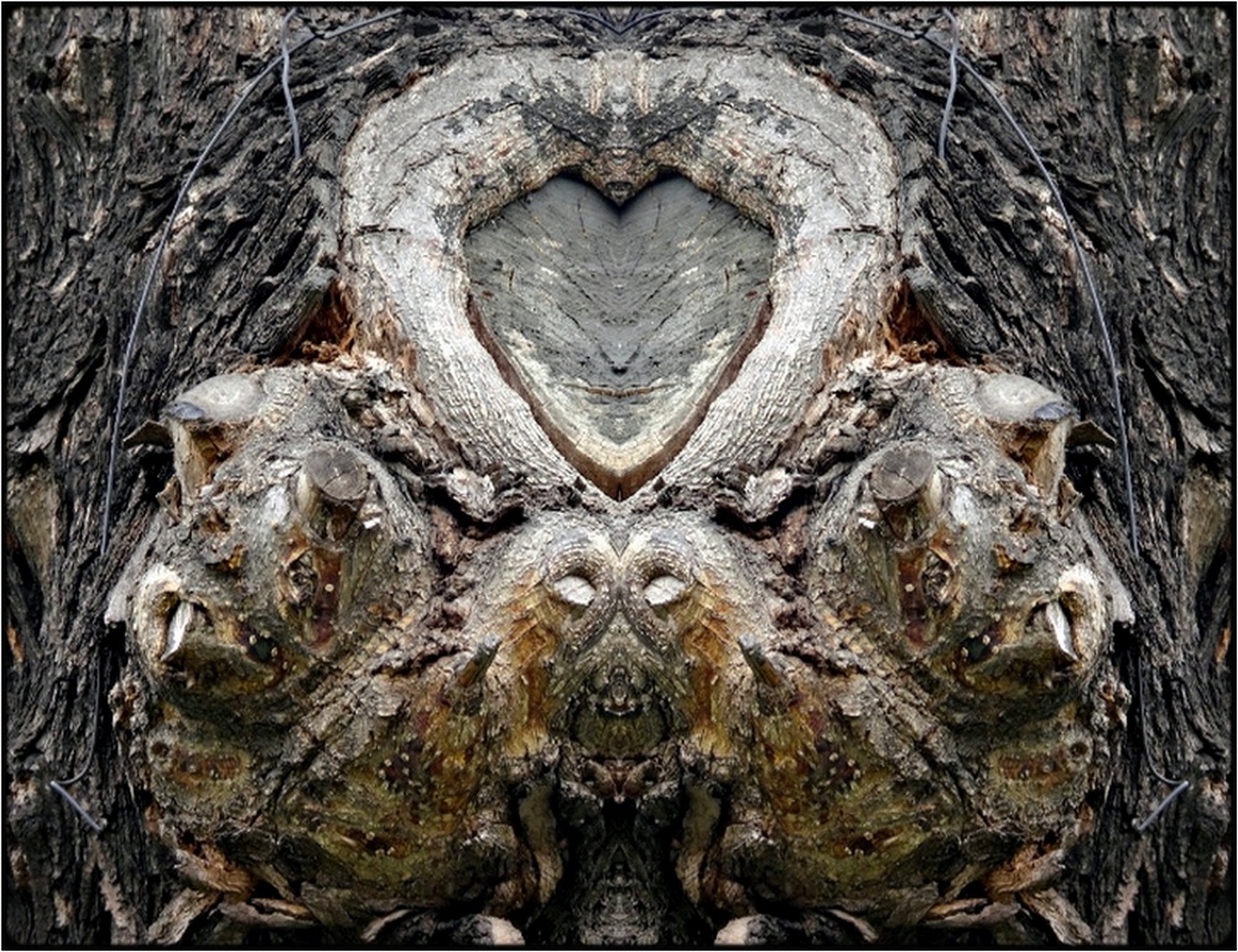 фото "der herzgnom" метки: digital art, макро и крупный план, природа, bark, close-up, mirror, tree