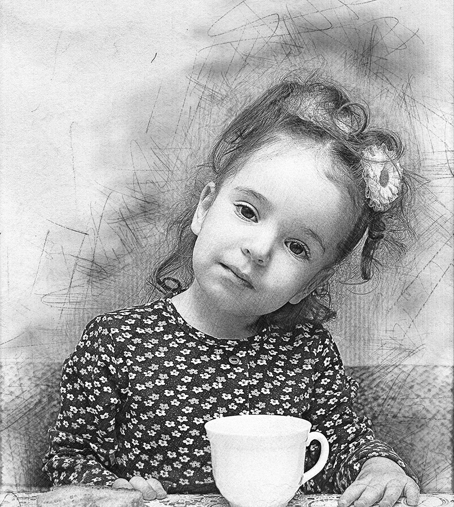 photo "Portrait with mug" tags: portrait, child, девочка, ч/б