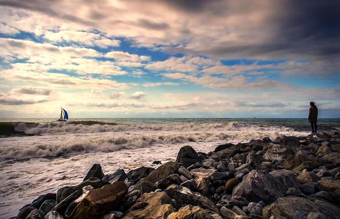фото "На море,морском" метки: пейзаж, Sochi, Сочи, вода, закат, зима, море, небо, облака