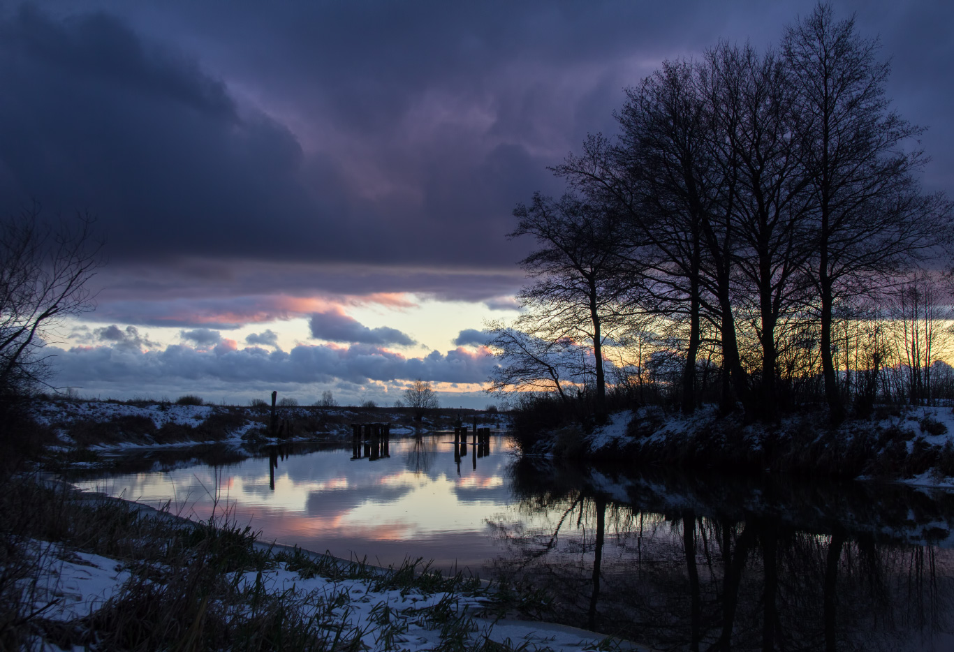 photo "***" tags: landscape, evening, river, sunset, winter, Река Шерна