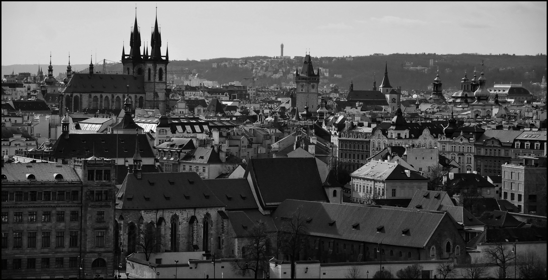 photo "Вид на Старый Город" tags: black&white, city, Prag, Prague, Praha