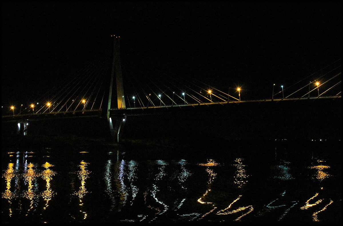 photo "Night geometry" tags: travel, bridge, night, river, water, отражение