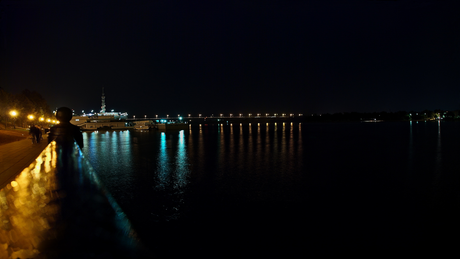 photo "***" tags: city, bridge, night, Ярославль., волга, причал