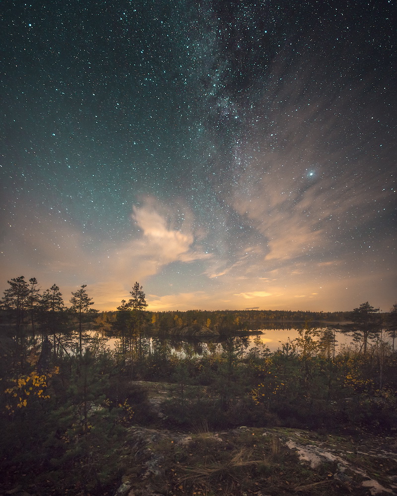 photo "***" tags: landscape, Karelia, autumn, night, звезды