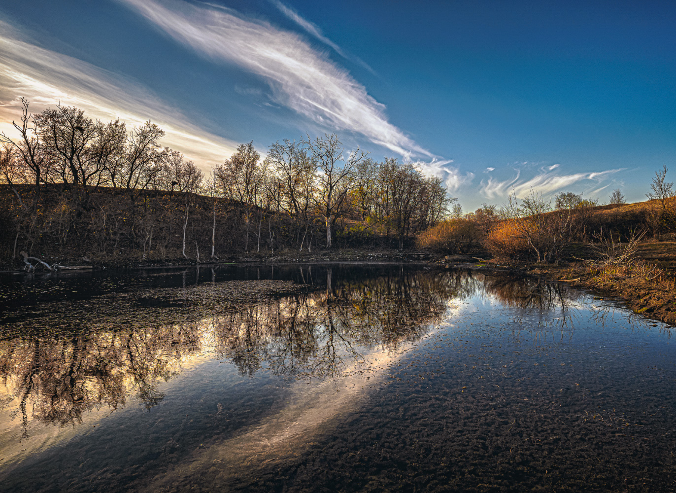 фото "Осеннее отражение" метки: природа, пейзаж, деревья, облака, осень, отражение, пруд