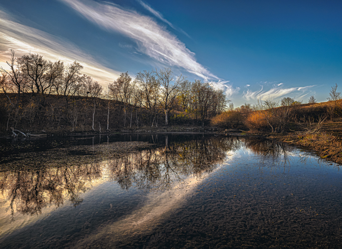 photo "Autumn reflection" tags: nature, landscape, autumn, clouds, pond, деревья, отражение