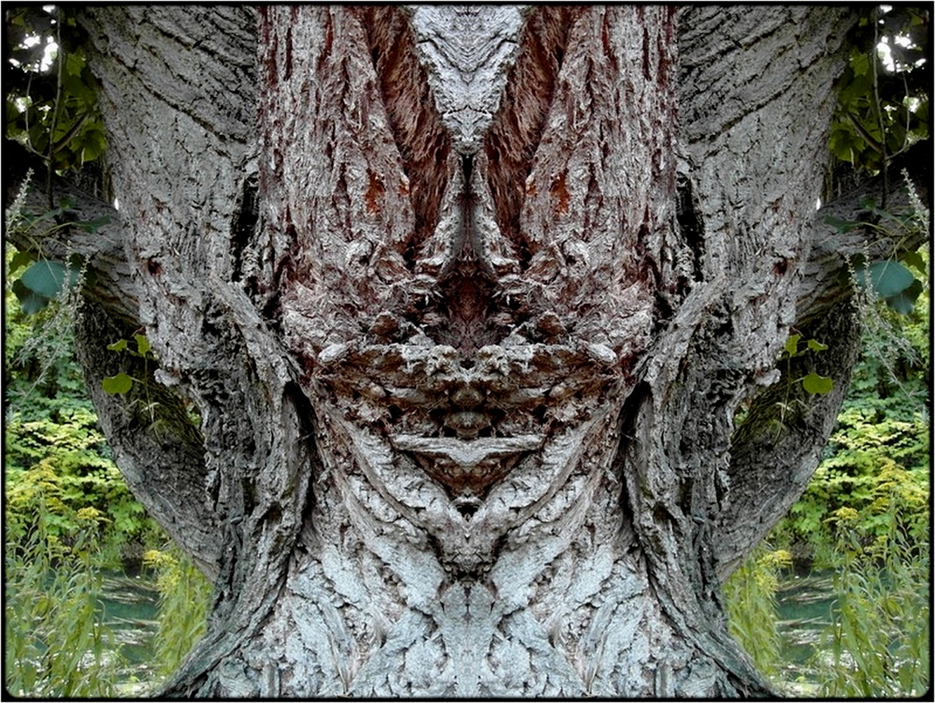photo "the vampire" tags: digital art, macro and close-up, nature, bark, close-up, mirror, tree