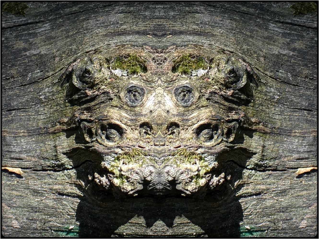 photo "tree-sphinx" tags: digital art, macro and close-up, nature, bark, closeup, mirror, tree