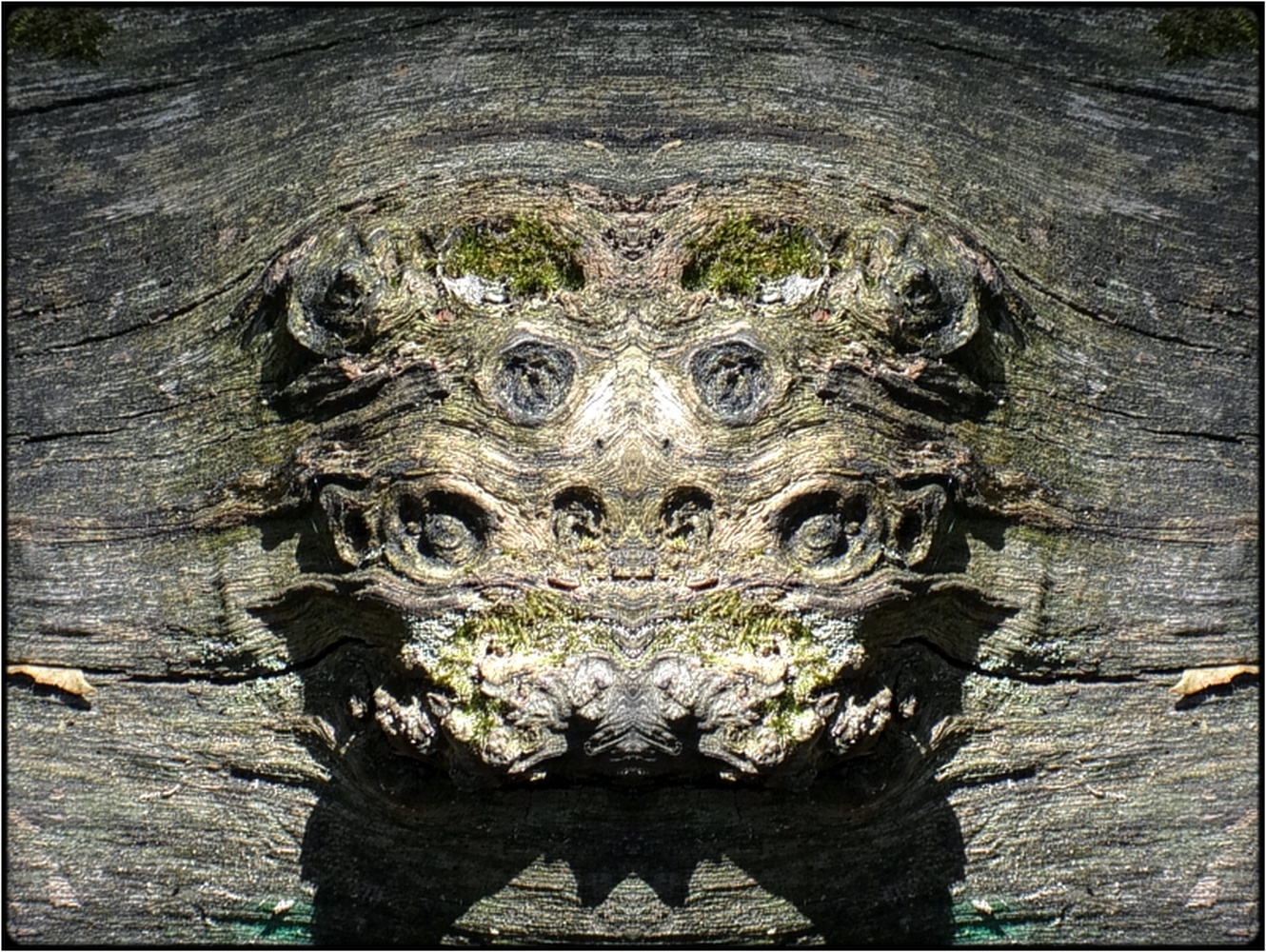 photo "tree-sphinx" tags: digital art, macro and close-up, nature, bark, closeup, mirror, tree