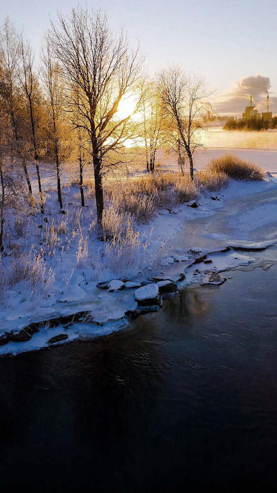 photo "-15C" tags: landscape, city, cold, sea, sun