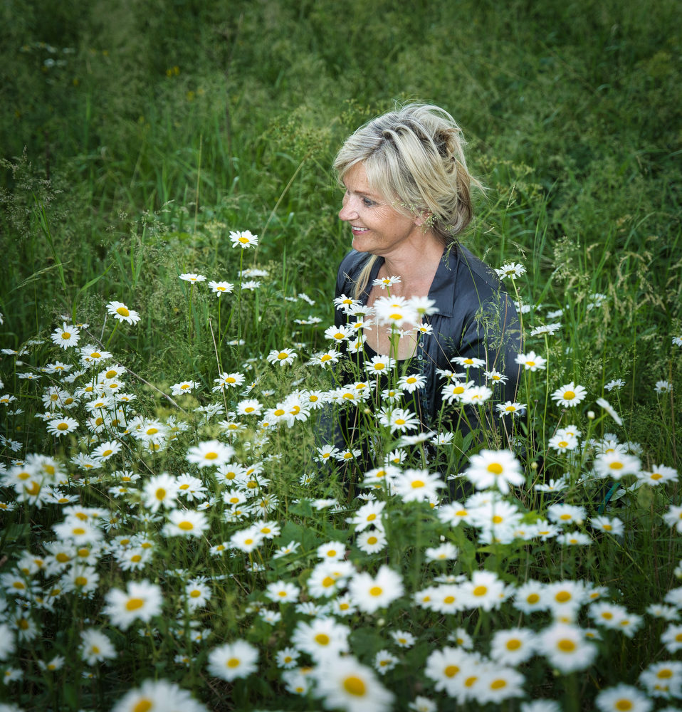 photo "Enjoying the flowers" tags: portrait, nature, Lady, flowers, nature, woman